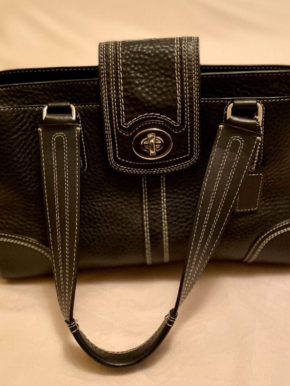 Coach Hampton F13961 Pebbled Leather Satchel Handbag - Picture 2 of 8